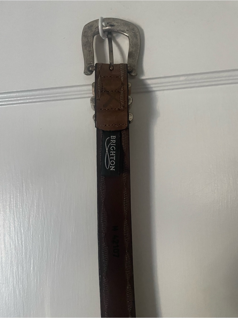 Brighton Classic Vintage Brown Leather Belt with Silver Buckle Sz M - Picture 5 of 7